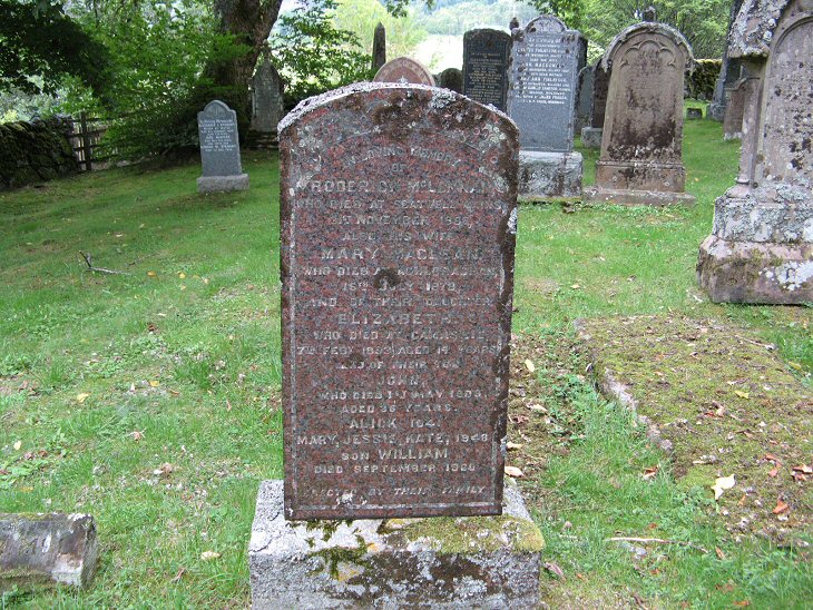 Photo of headstones/Roderick McLennan (d1887) &fam hdstn Milton
